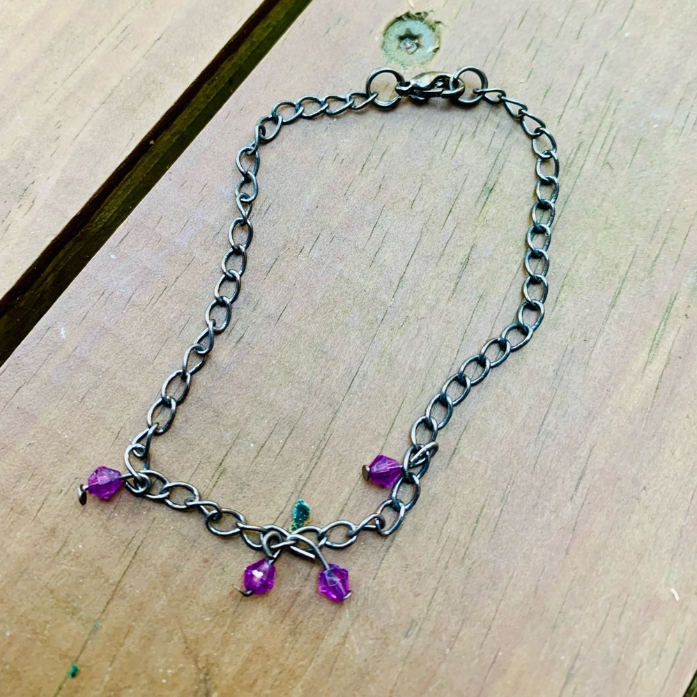 American Girl Doll purple beaded metal doll sized necklace accessory jewelry